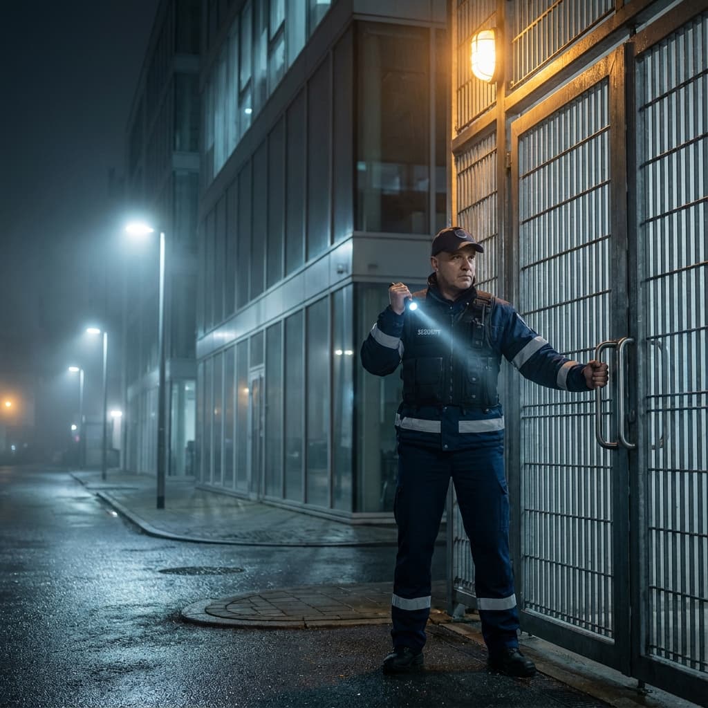 Guardia de seguridad para condominio realizando ronda — Comepp