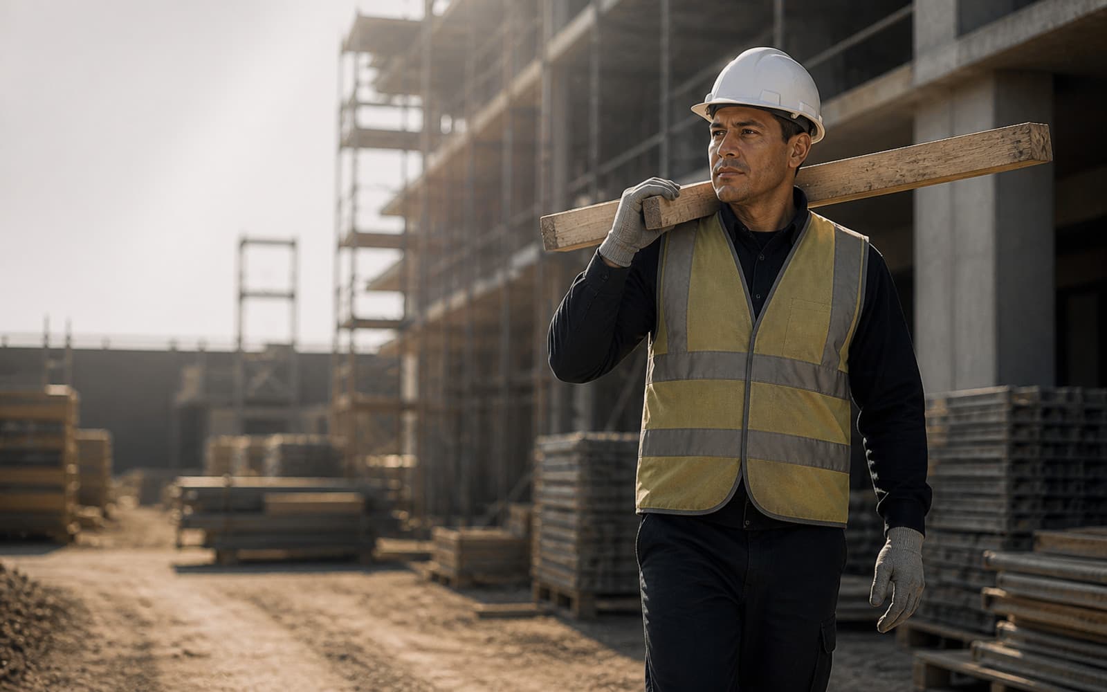 Personal de apoyo operativo en una obra en construcción